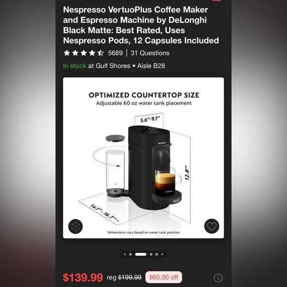 Nespresso Black Coffee Maker Kitchen Accessory - Picture 6 of 6